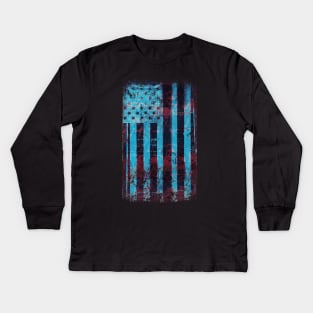 Distressed American Flag Kids Long Sleeve T-Shirt